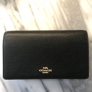 Coach Black Foldover Clutch Wallet NWT